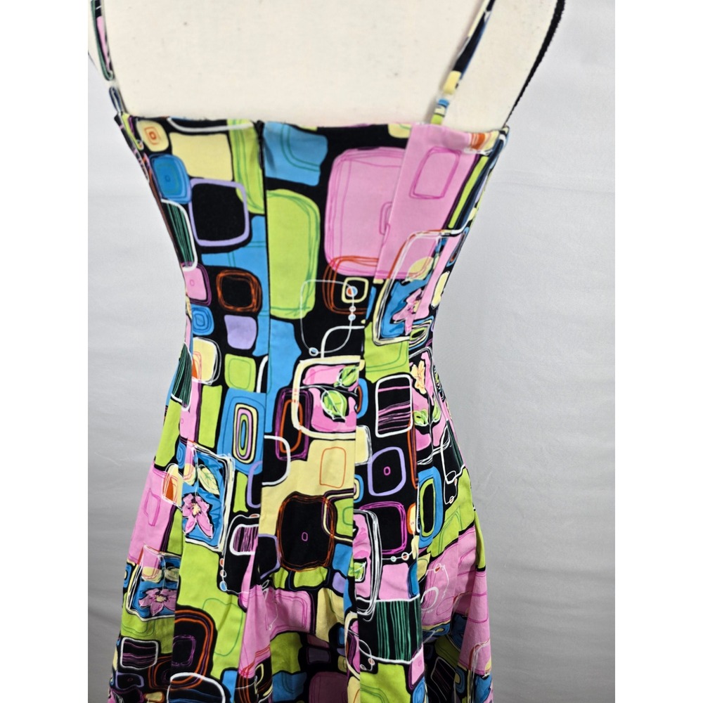 Nine West Womens Retro Geometric Floral Fit and Flare Dress Multicolor Size 8 - Picture 5 of 7